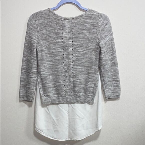 Moth Anthropologie Gray Knit‎ & White Blouse Layered Two in One Top | XS - Picture 4 of 12